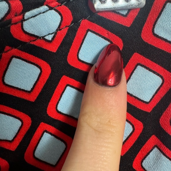 St. John Collection Red Blue Lattice Geometric Print Skinny Leg Ankle Pants 2 - Picture 11 of 15